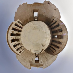 A vertical stereographic fisheye projection, showing conformal mapping